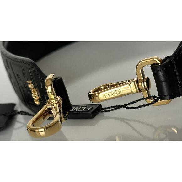 FENDI FF Logo Leather Strap Black Made in Italy NWT $790 - Picture 9 of 12